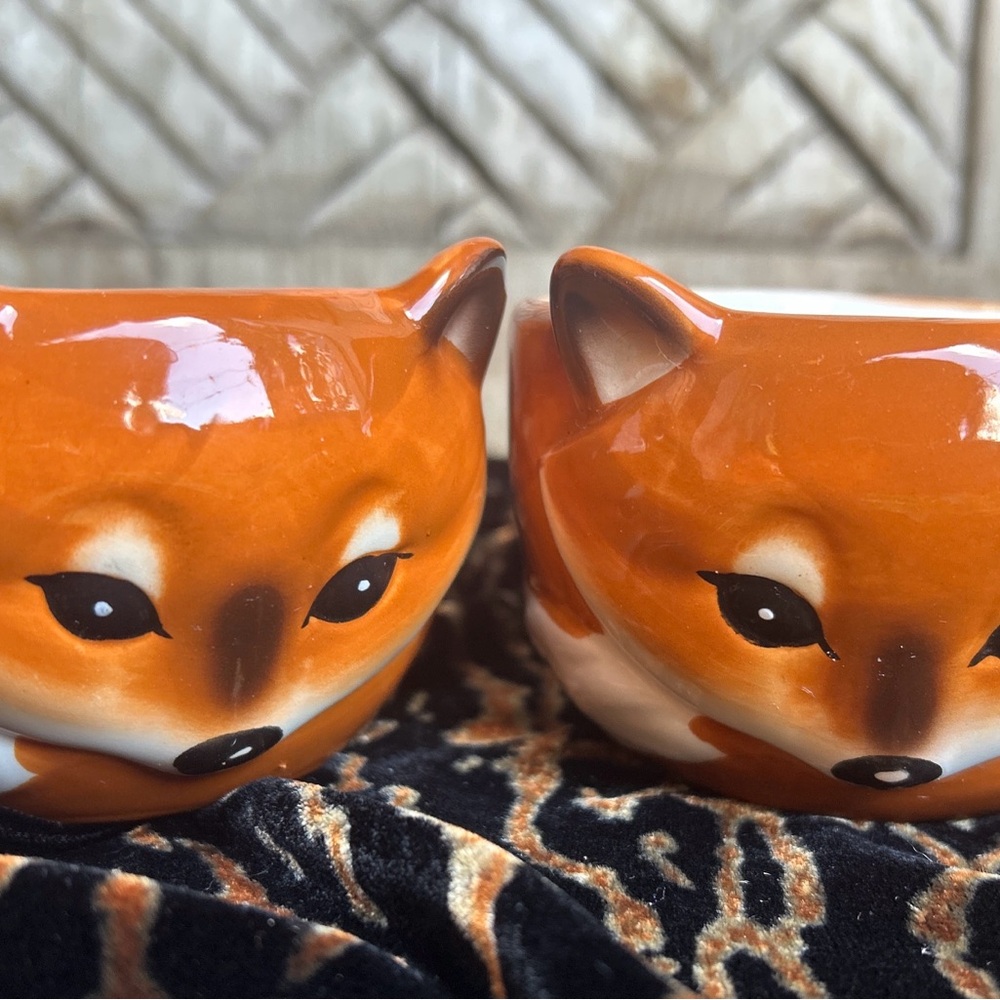 2 Baby Fox Ice cream Dessert Bowls or Ramekins
